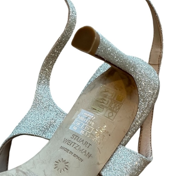 NEW Stuart Weitzman Align 95 Silver Glitter Sandal - Size - Picture 9 of 11